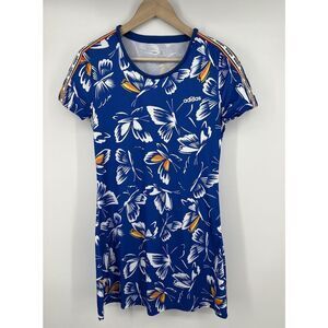 ADIDAS Farm Rio Blue Butterfly Print Athletic Mini Dress Size Small Pickleball